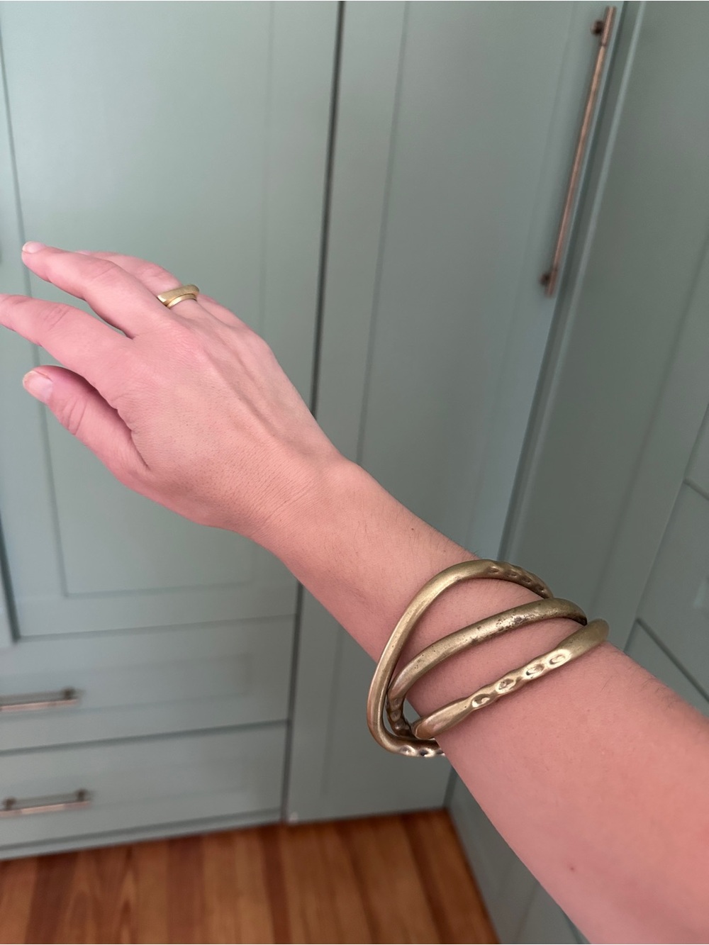 Brass Bangles - Triplet Band Gold-Tone Bracelet